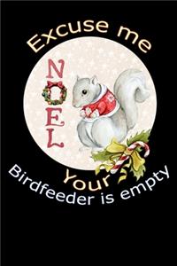 Noel Excuse me your birdfeeder is empty Squirrel
