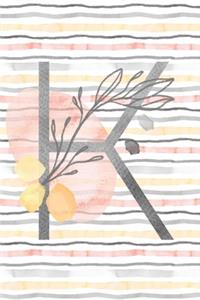 Food and Exercise Journal with Monogram Letter K