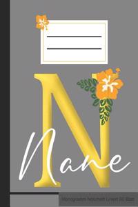 N Nane Monogramm Notizheft Liniert 60 Blatt