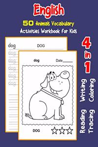 English 50 Animals Vocabulary Activities Workbook for Kids