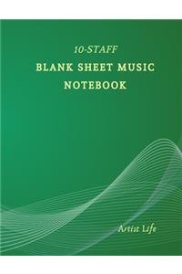 10-Staff Blank Sheet Music Notebook