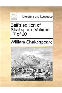Bell's Edition of Shakspere. Volume 17 of 20