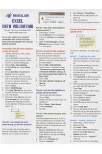 Excel Data Validation Tip Card