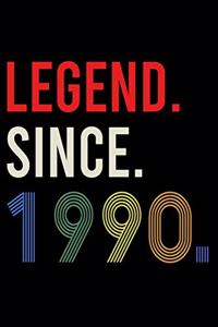 Legend Since 1990: Blank Lined Journal, Beautiful, Happy 30th Birthday Notebook, Diary, Logbook, Perfect Gift For 30 Year Old Boys And Girls