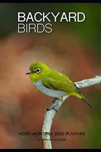 Backyard Birds Note Monthly 2020 Planner 12 Month Calendar