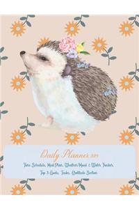 Daily Planner 2019 Time Schedule, Meal Plan, Weather/Mood & Water Tracker, Top 3 Goals, Tasks, Gratitude Section