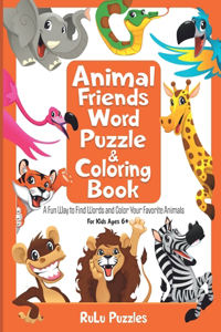 Animal Friends Word Puzzle & Coloring Book