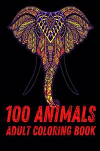 100 Animals Adult Coloring Book