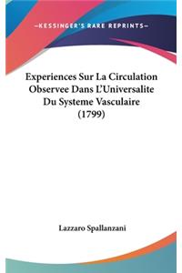 Experiences Sur La Circulation Observee Dans L'Universalite Du Systeme Vasculaire (1799)