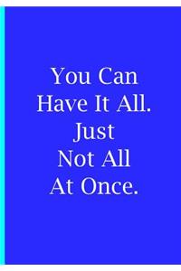 You Can Have It All Just Not All At Once - Blue Notebook / Blank Wide Lined Pages