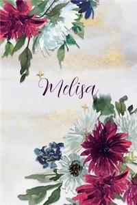 Melisa: Personalized Journal Gift Idea for Women (Burgundy and White Mums)