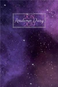 2018 - 2019 Academic Diary: Mid Year Planner 12 Months A5 Student Journal Horizontal Week to View Wo2p Watercolour Galaxy Cover