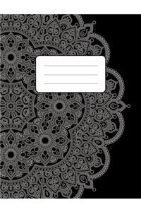 Composition Notebook: Mandala - Black: 100 Pages of 7.5