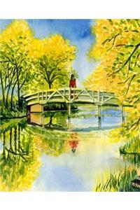 Autumn Bridge Fall Leaves Changed Color School Composition Book 130 Pages