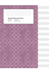 Standard Manuscript Paper: Rose Gold Quatrefoil Sheet Music Notebook