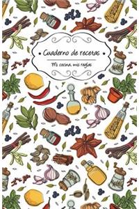 Cuaderno de recetas en blanco