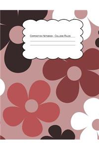 Composition Notebook College Ruled: Light Purple Hippie Floral