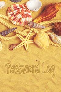 Password Log: Internet Password Logbook Large Print With Tabs - Shells And Sand Cover