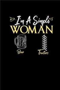 Im A Simple Woman Beer Tractors: Notebook 6x9 120 Dotgrid Pages - Tractor Lover and Farmers Wife Gifts - Christmas Present Journal Diary Planner Notepad