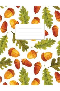Composition Notebook: Woodland Autumn Acorns: 100 Pages of 7.5