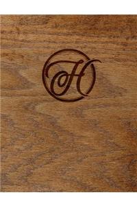 Wood Burned Monogram Creative Journal - H