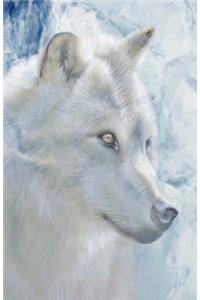 White Lone Wolf Journal Notebook, Unruled & Unlined Paper: 100 Sheets / 200 Pages, 5.5