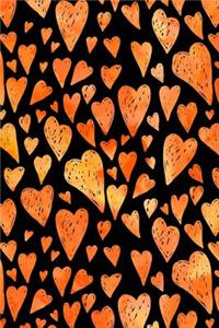 Journal Notebook Orange Watercolor Hearts