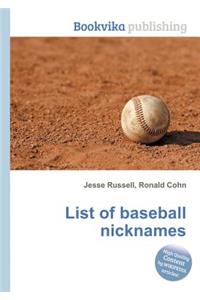 List of Baseball Nicknames