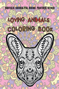 Loving Animals - Coloring Book - Buffalo, Guinea pig, Rhino, Panther, other