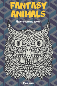 Adult Coloring Books Fantasy Animals - Thick Lines