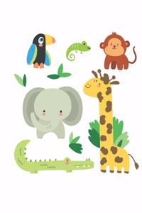 Cute Tropical Animals Blank Lined Notebook