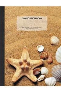 Sand & Seashells Composition Notebook, Unruled Blank Sketch Paper