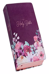KJV Holy Bible, Giant Print Standard Size Faux Leather Red Letter Edition - Thumb Index & Ribbon Marker, King James Version, Printed Purple Floral