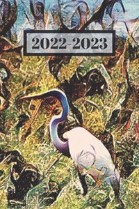 Pretty White Heron Great Egret by Lake Water Foul Bird Lover's Dated Weekly 2 year Calendar Planner