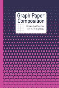 Graph Paper Composition Notebook: Quad Ruled with Half Tone Pink and Navy Blue