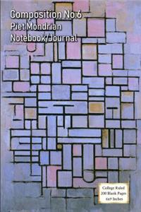 Composition No.6 - Piet Mondrian - Notebook/Journal