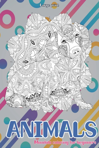 Mandala Coloring for Beginners - Animals - Large Print