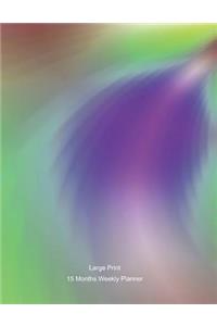 Large Print - 2020 - 15 Months Weekly Planner - Northern Lights