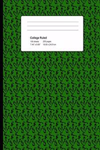 College Ruled 200 Pages: Dark Green Mini Mermaids Composition Notebook, Mermaids College Composition Book, Notebook For Girls That Love Mermaids, Pretty Mermaids Pattern