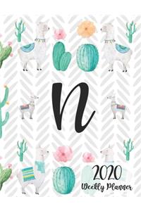 2020 Weekly Planner Monogram Letter N