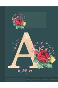 A Monogramm Notizheft Liniert 60 Blatt