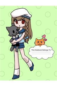 Anime Sailor Girl Wide Ruled Composition Books/ Notebooks