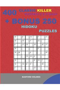 400 classic Killer sudoku 9 x 9 EASY + BONUS 250 Hidoku puzzles