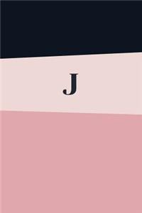 Monogram Initial J Notebook: Pink Geometric, Wide Ruled Notebook for Women, 120 Pages, 6x9