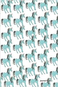 Journal Pages - Blue Unicorn (Bullet Journal): 6 X 9, Dotted Grid, Dot Matrix Bullet Journal Notebook-Essential for Notes, Sketches & Writing - 100 Pages (Durable Cover)
