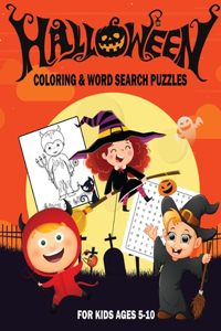 Halloween Coloring & Word Search Puzzles for Kids 5-10