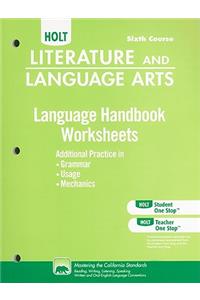 Holt Literature and Language Arts: Language Handbook Worksheets Grade 12