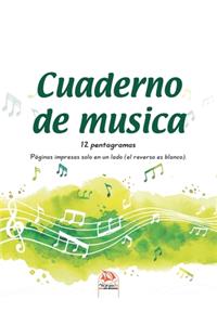 Cuaderno de musica 12 pentagramas