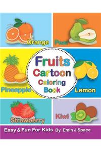 Fruits Cartoon Coloring Book