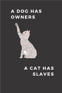 A Dog Has Owners A Cat Has Slaves: Cute Funny Cat A5 (6 x 9 in) Journal to write in with 120 pages